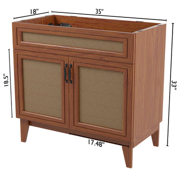 Javer Rattan Modern Farmhouse 2-Shelf Bath Vanity Cabinet Only (Sink Basin not Included)